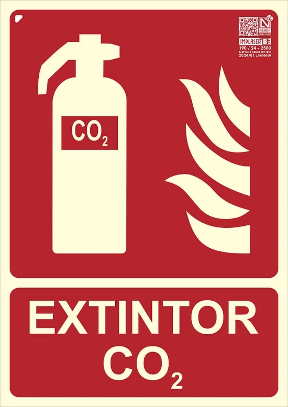 SEÑAL EXTINTOR CO2 CLASE B 29,7X21 CM